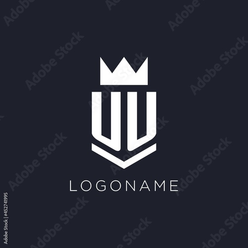 UU logo with shield and crown, initial monogram logo design photo