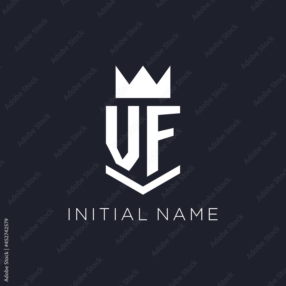 VF logo with shield and crown, initial monogram logo design Stock ...