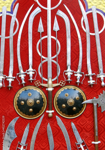 weapons sikh community members use to display Gatka,religion martial art during nagar kirtan