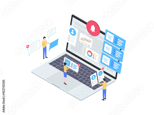 Order Notification Isometric Illustration. Suitable for Mobile App, Website, Banner, Diagrams, Infographics, and Other Graphic Assets.