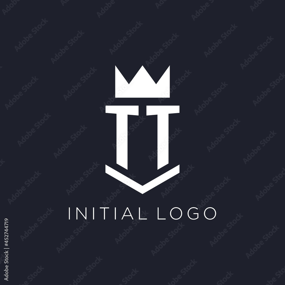 TT logo with shield and crown, initial monogram logo design Stock ...