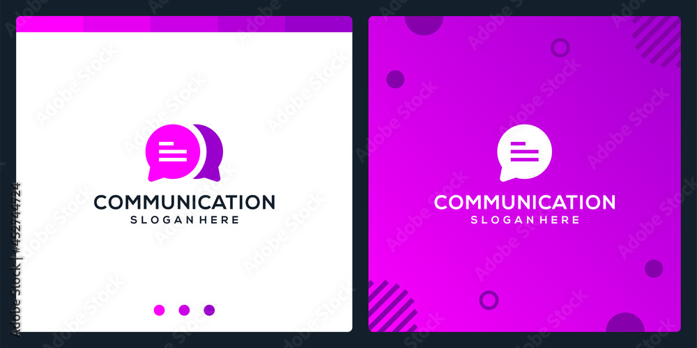 Creative chat bubble logo design template with document graphic design vector illustration.