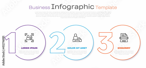 Set line Television report, and Retro typewriter. Business infographic template. Vector