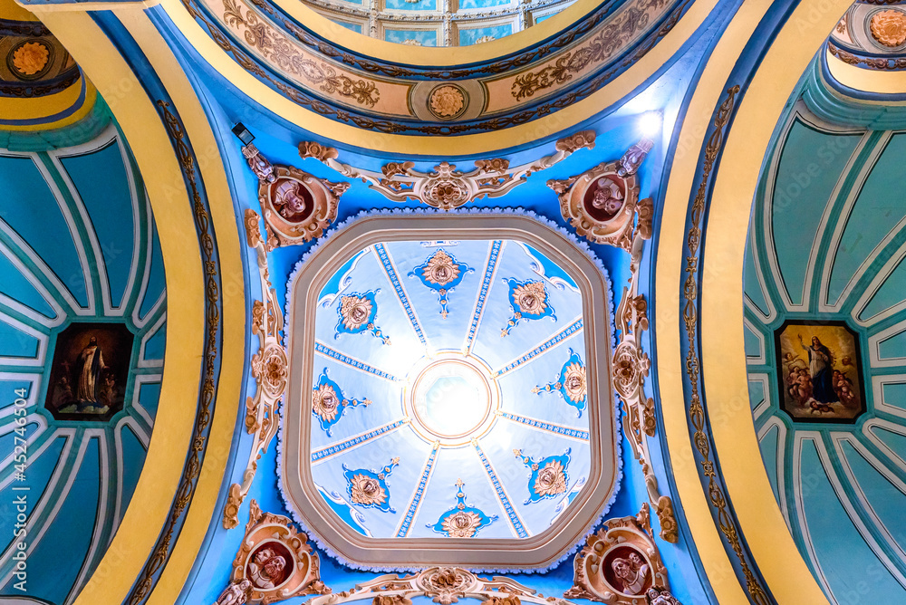 Spanish style colonial ceiling of the Santiago de Cuba Cathedral, Cuba