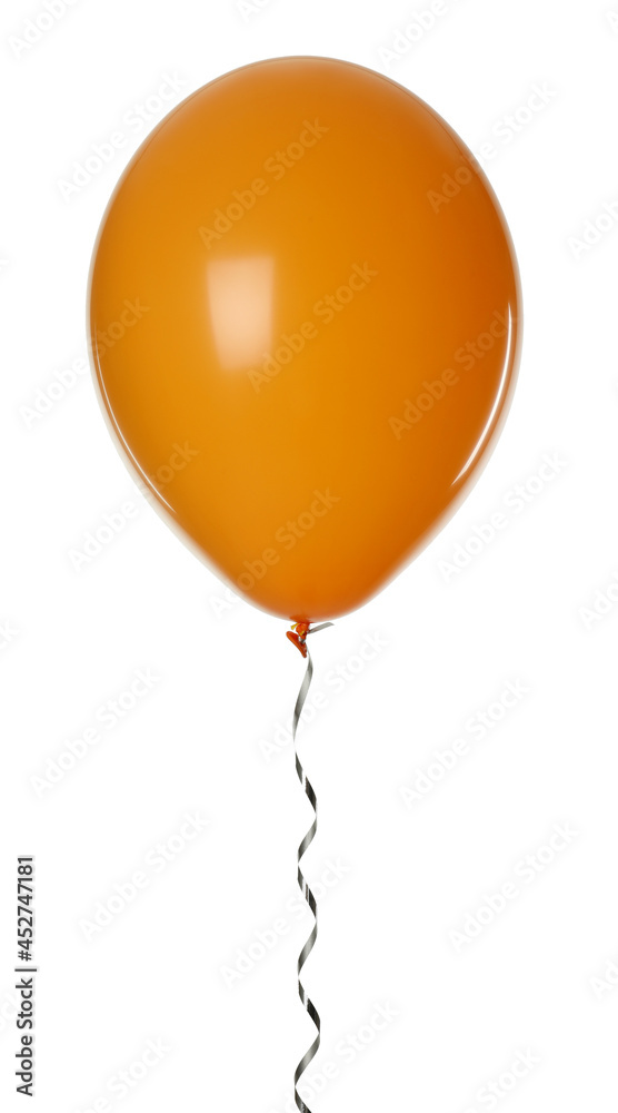 Orange balloon with ribbon isolated on white