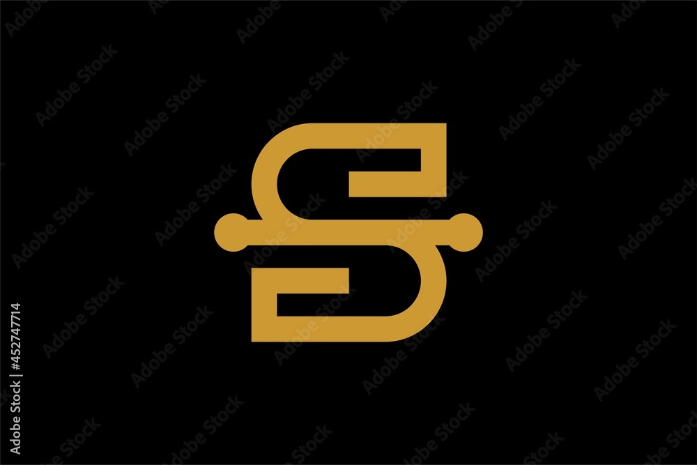 Letter S logo design vector. Gold outline S-type abstract symbol. Dot S vector icon. Letter S logo design vector. Gold outline S-type abstract symbol. Dot S vector icon.
