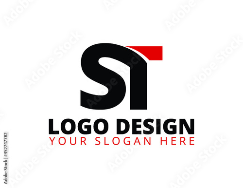 ST Professional Logo Design Template With Black And Red Color