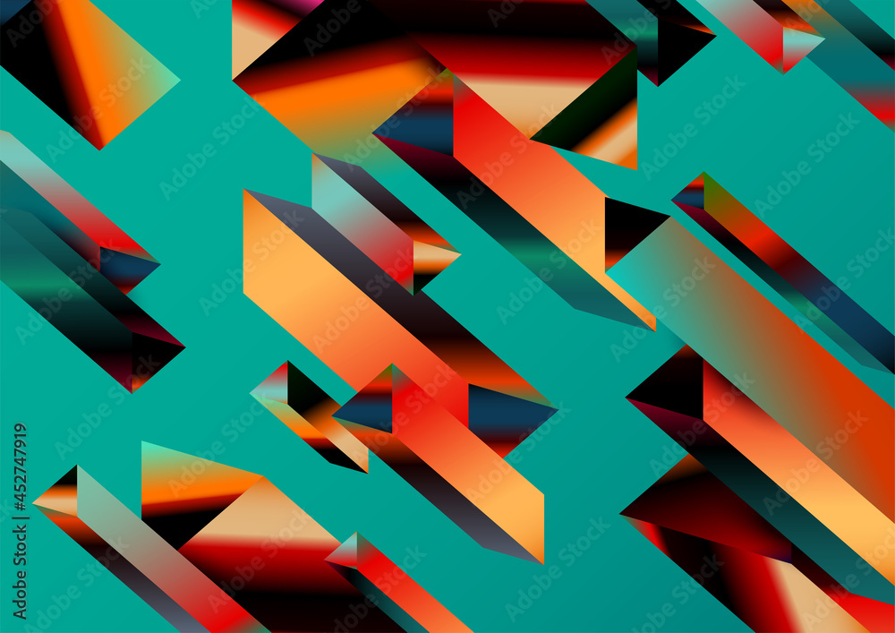 Isometric triangles with bright line gradients. Isometric triangles with bright line gradients.