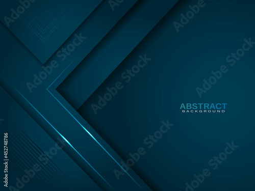 Wallpaper Mural paper cut green abstract background with glowing lines and shadow effect Torontodigital.ca