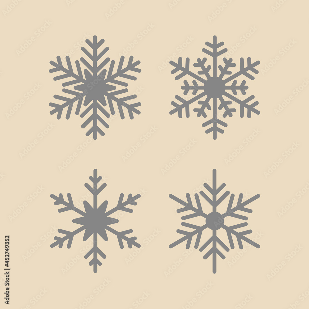Flat vector illustrations set of snowflakes. Flat vector illustrations set of snowflakes.