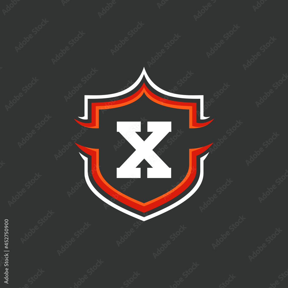 Fototapeta premium Letter and Shield logo template with strong and modern style