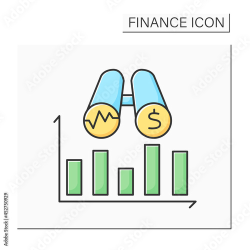 Rate of interest color icon. Financial planning and stock trend arrows. Personal and corporate investment, income planning and market volatility concept.Isolated vector illustration