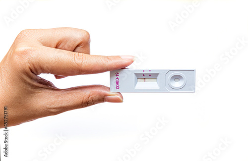 A Negative Result for COVID-19 with test kit for viral disease COVID-19 2019-nCoV. Lab card kit test for coronavirus SARS-CoV-2 virus. Fast test COVID-19. Pandemic infectious concept