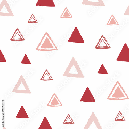 Vector White Red Triangles seamless pattern background perfect for fabric, scrapbooking, paper, web and graphic projects. Christmas vibes!