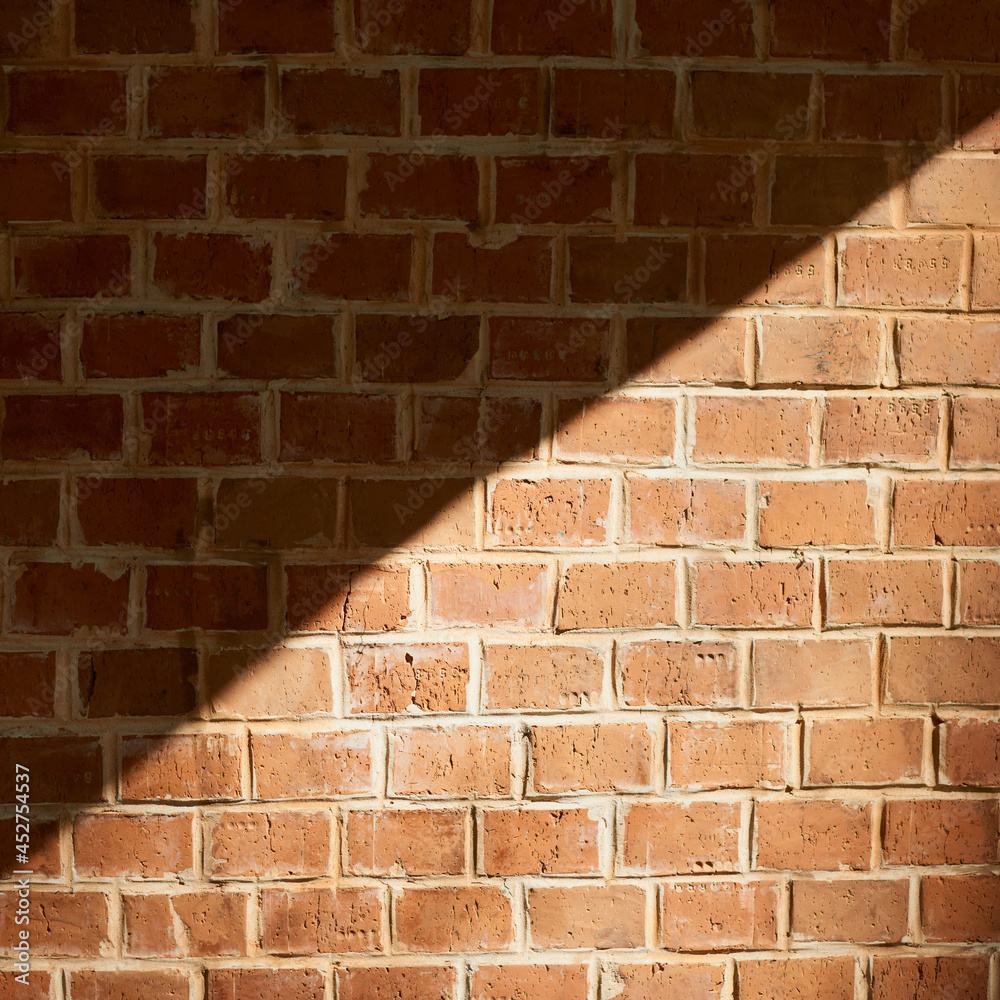 Obraz premium Red grunge brick wall, abstract background texture with old dirty and vintage style pattern