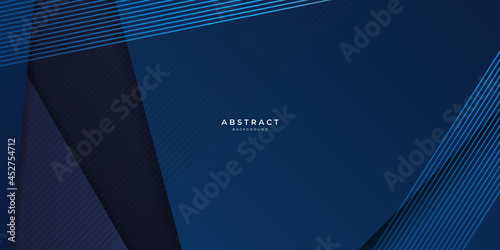 Modern simple dark navy blue background with overlap triangle layers. Blue abstract background vector with blank space for text. Modern element for banner, presentation design and flyer