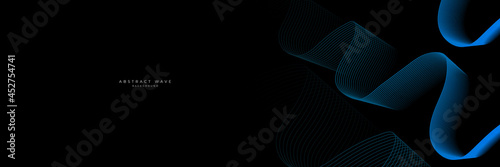 Futuristic technology style background. Beautiful wave shape array of glowing dots. Wave abstract particle flow  on black background