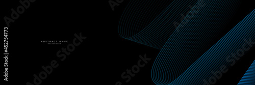 Futuristic technology style background. Beautiful wave shape array of glowing dots. Wave abstract particle flow  on black background