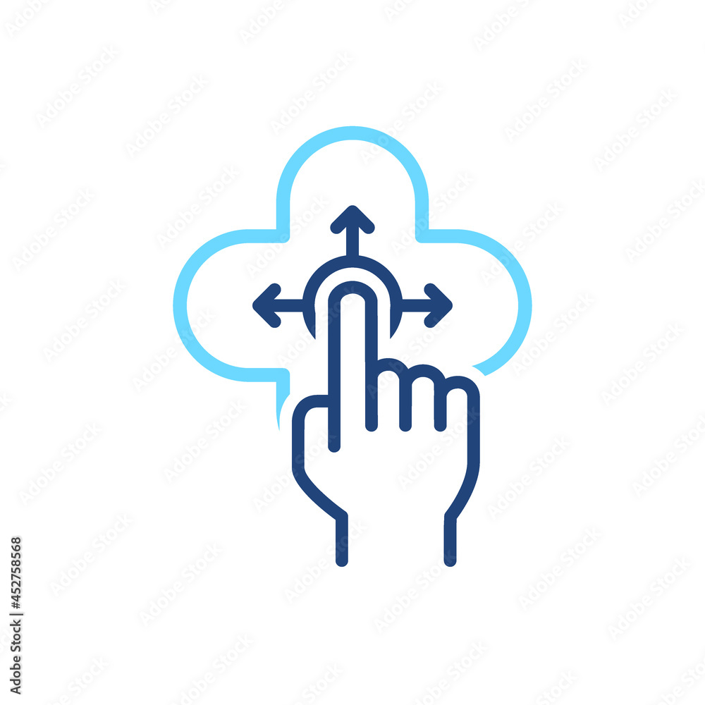 Hand gesture with different swipe sides icon. Simple social media design concept. Hand gesture with different swipe sides icon. Simple social media design concept.