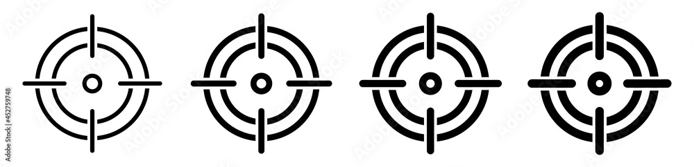 Focus target icon set. Aim sniper shoot. Target goal, vector illustration Focus target icon set. Aim sniper shoot. Target goal, vector illustration