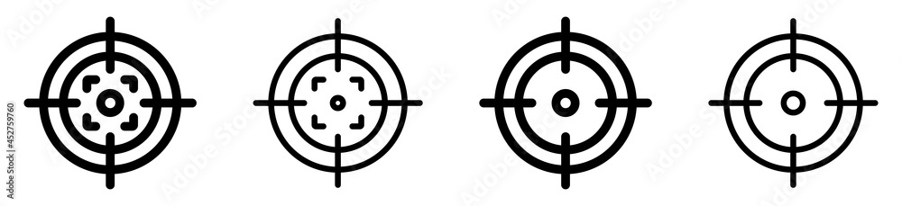 Focus target icon set. Aim sniper shoot. Target goal, vector illustration Focus target icon set. Aim sniper shoot. Target goal, vector illustration