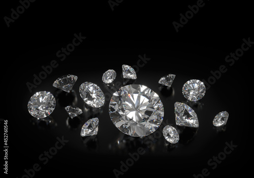 Diamond Background - Luxury Beautiful Shiny Diamond in Brilliant Cut on Black Background - Crystal Background