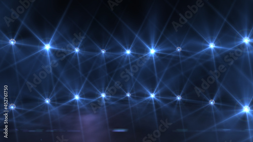 Bright stadium arena lighting spotlight 3d illustration