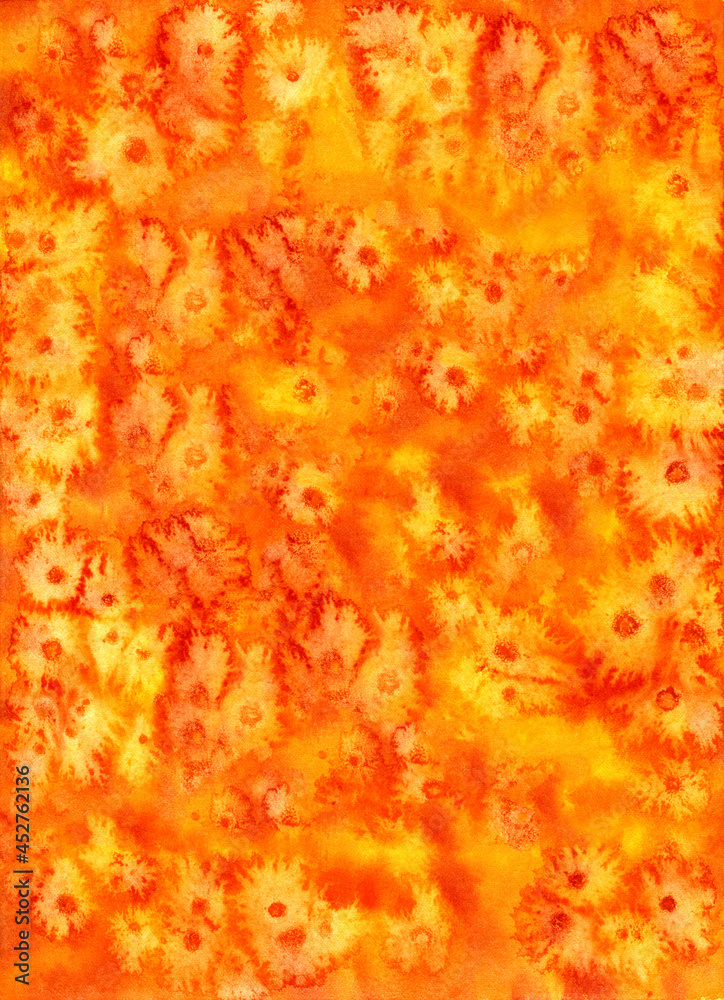 Watercolor background abstract paper red orange fire sun heat
