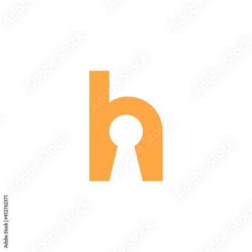 negative space keyhole letter h