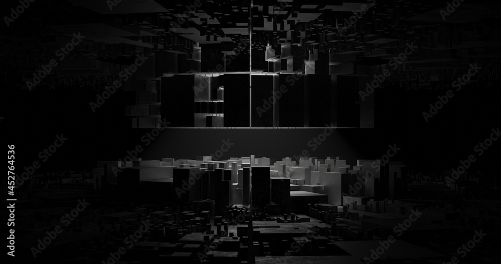 Fototapeta premium Abstracts dark sci fi building background. 3D rendering.