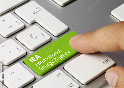 IEA International Energy Agency - Inscription on Green Keyboard Key.