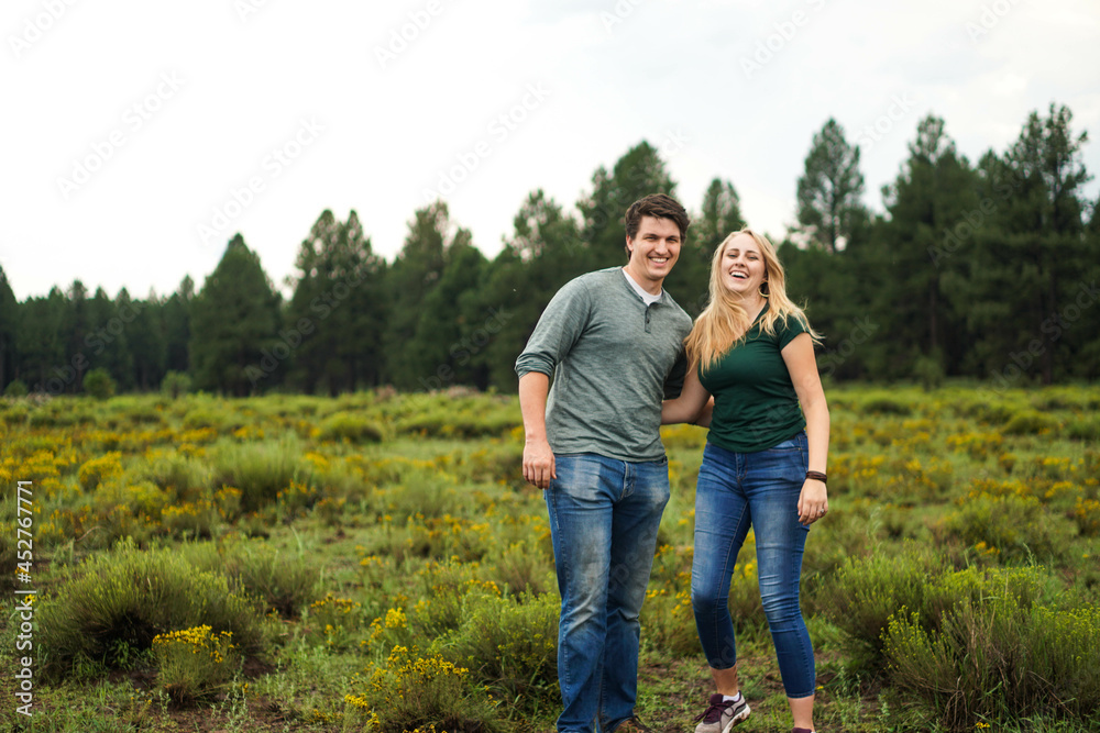 Young couple happy in the mountains