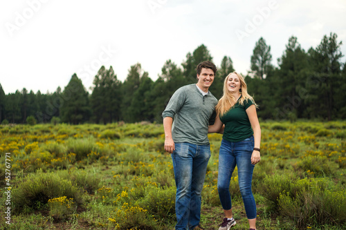Young couple happy in the mountains