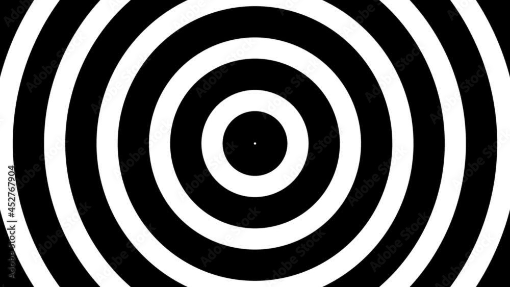 Abstract animated black and white spiral motion background, seamless loop. Hypnotising whirlpool effect, optical illusion illustration.