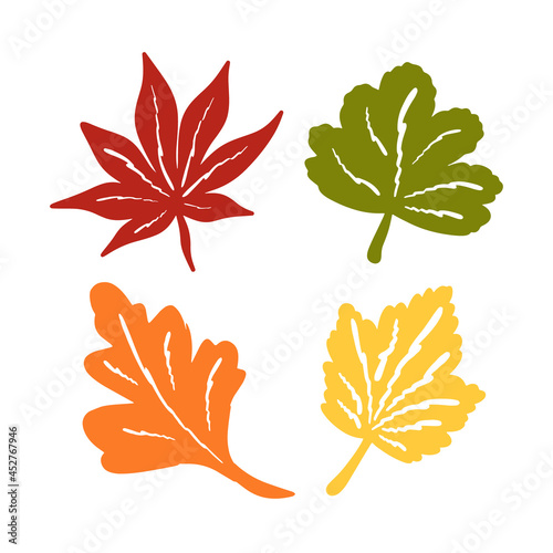 Set of colorful autumn leaves vector illustration photo