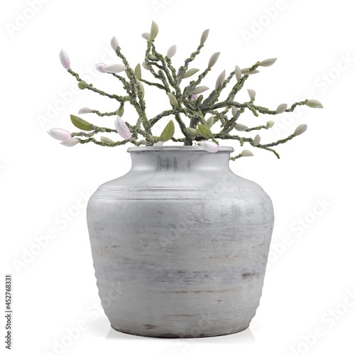 3d rendering of flowers and ornamental plants in pots