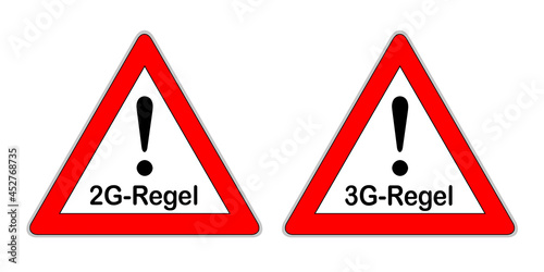 Illustration Corona 2G-Regel und 3G-Regel Schilder auf weissem Hintergrund photo