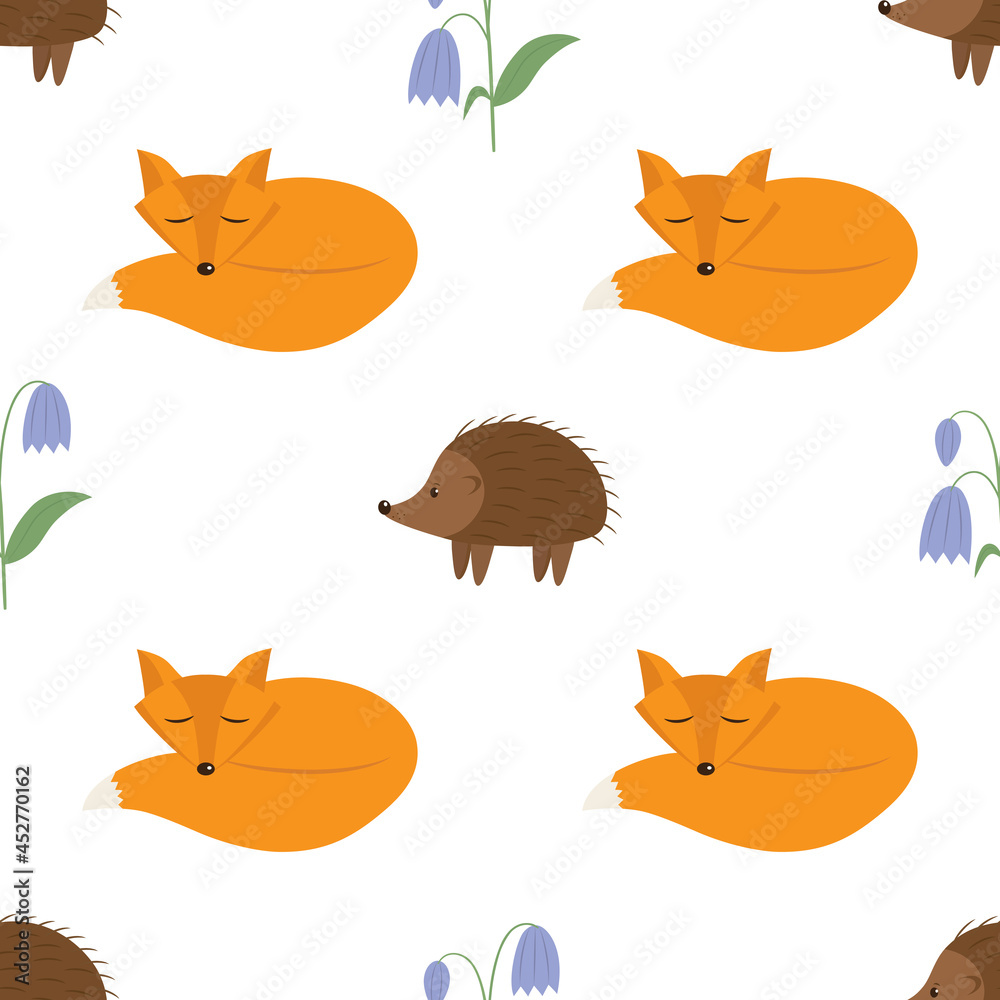 vector graphic seamless pattern with forest nature-02