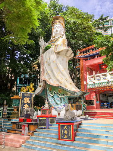Kwan Yin (Guan Yin) Shrine in Tin Hau Temple Colorful God statues are located at the Repulse Bay is a quaint Taoist temple which is popular for its colorful mosaic statues