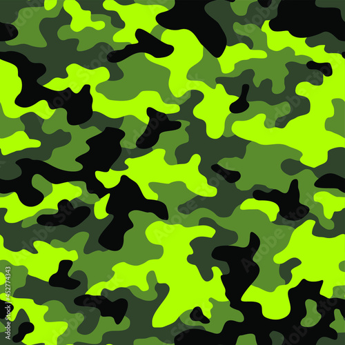 Camouflage texture seamless pattern. Abstract modern military camo background for fabric and fashion textile print. Vector illustration.