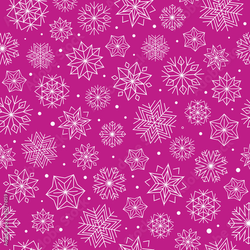 Seamless winter patterns on the theme of Christmas and New Year from multi-colored snowflakes.