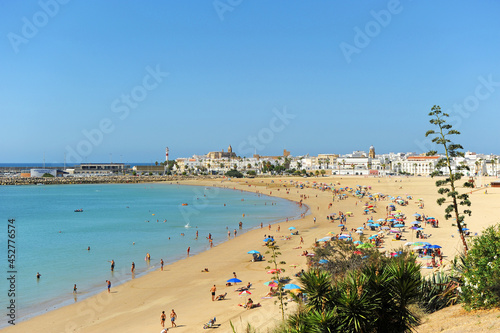 Quadro su tela Playa del Chorrillo Rompidillo en Rota, Costa de la Luz Cádiz, España