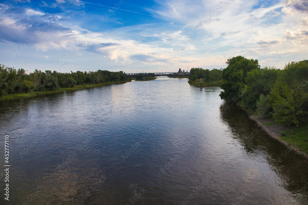 Blick von der Herrenkrugbrücke auf die Elbe, Brücke in Magdeburg, Sachsen Anhalt, Deutschland 