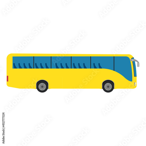 Bus car vector transportation travel vehicle illustration icon. Passenger public bus car truck side view isolated white. Business trip vehicle drive urban autobus. Silhouette van flat design vehicle