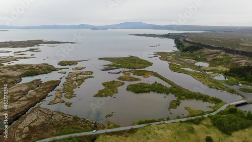 Thingvallavatn lake in Thingvellir Park - largest natural lake in Iceland photo