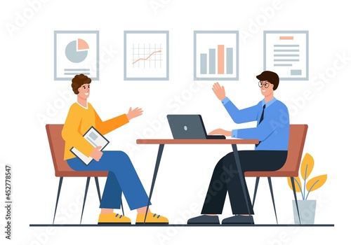 Business negotiations or Job interview, agreement, hiring