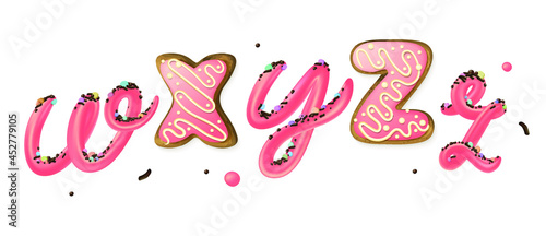 Pink cream candy Font Isolated on White Background, 3d vector illustration, conceptual image.