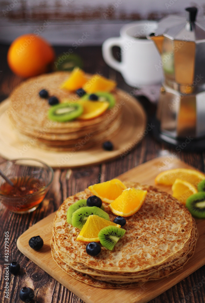 Crepes or bliny with fruit
