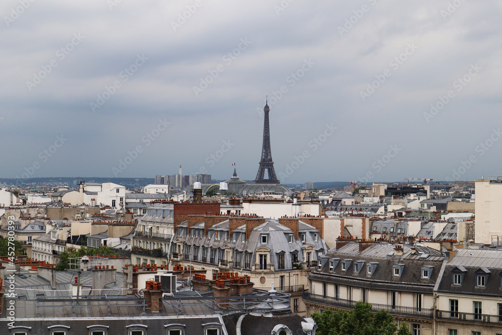 Parisian rooftops, famous skyline of the most romantic city