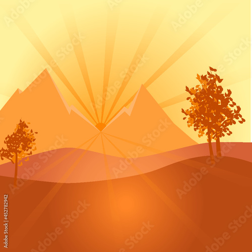 Autumn Landscape Vector Ilustration Background